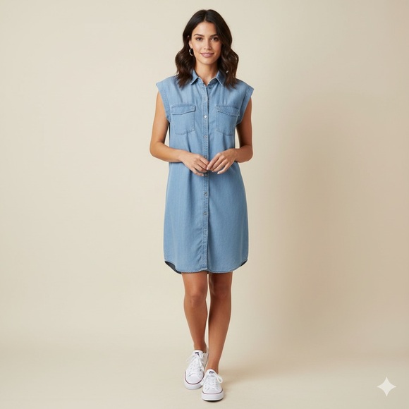 Sanctuary chambray‎ Blue Sleeveless Dress S - Picture 13 of 13